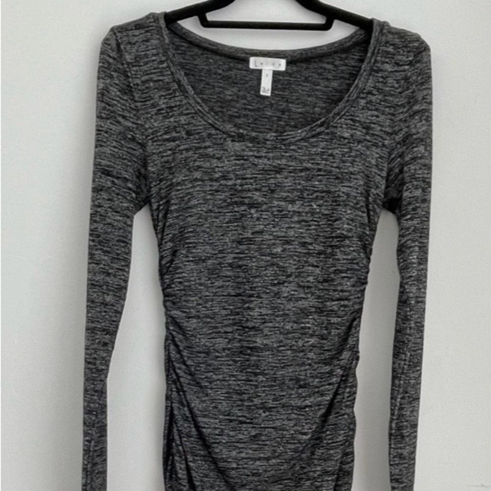 Leith Heather Charcoal Grey Marled Long Sleeve Dress - Size XL